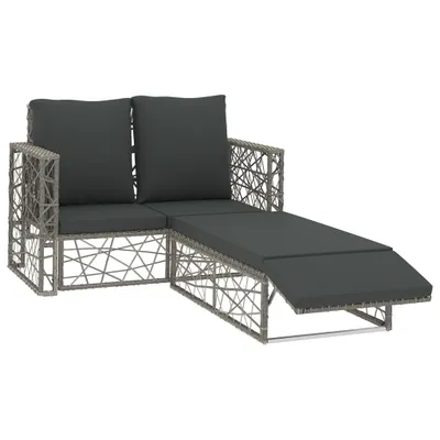 Immagine prodotto di vidaXL set salotto da giardino 2 pezzi con cuscini in poly rattan grigio