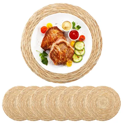 8 runde Platzsets aus Schilfrohr, 30 cm, hitzebeständig