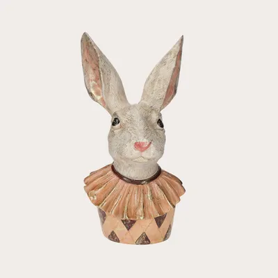 Immagine prodotto di KEYHOMESTORE | Coniglio in Resina Rosa e Bianca H. 49 cm