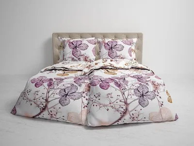 Produktbild von Heckett & Lane Mako-Satin Bettwäsche 155x220 Brigitte Floral pink Blätter Ranken
