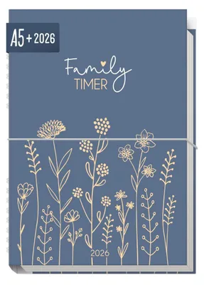 Produktbild von Family-Timer 2026 / A5+ / Fine Flowers Blue / Häfft-Verlag