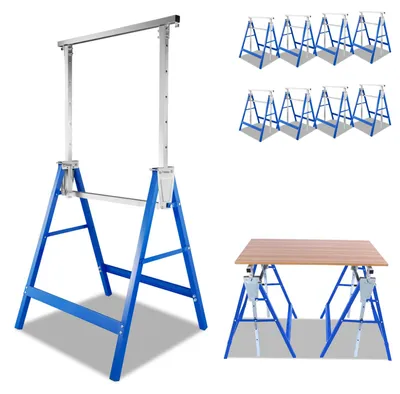Produktbild von Vigevee 8er Set Arbeitsböcke 7-fach höhenverstellbar 80-130 cm Klappböcke aus Stahl Blau