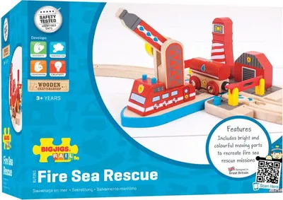 Produktbild von BigJigs Holz Feuerwehr Rettungsstation Eisenbahn Spielzeug