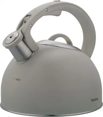 Obrázek produktu pro Klausberg KB 7912 Pískací konvice, 2,5 l, Rukojeť s efektem dřeva, Indukční, Světle šedá