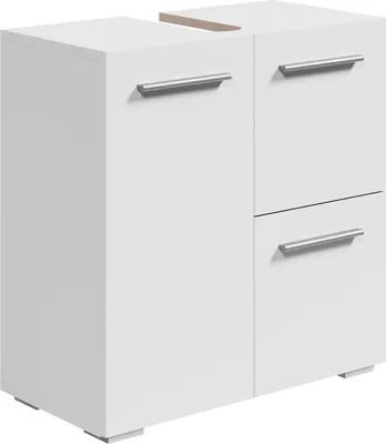 Produktbild von Badplaats Waschbeckenunterschrank Mars 60 x 30 cm Weiß Matt - Stehender Badezimmerschrank mit 2 Türen und 1 Schublade