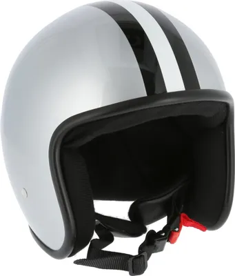 Produktbild von ARC Helm "Modell A-611" Retrolook - Silber mit Streifen, Größe: M