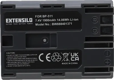 Produktbild von EXTENSILO Akku Ersatz für Canon BP-535, BP-512, BP-511A, BP-522, BP-514, BP-511, BP-508 für Kamera (1900 mAh, 7,4 V, Li-Ion)