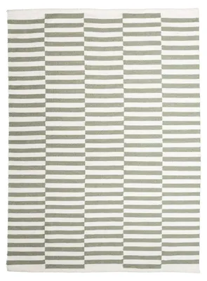 Produktbild von Baumwollteppich - Dazzle Blocks Grün Weiß