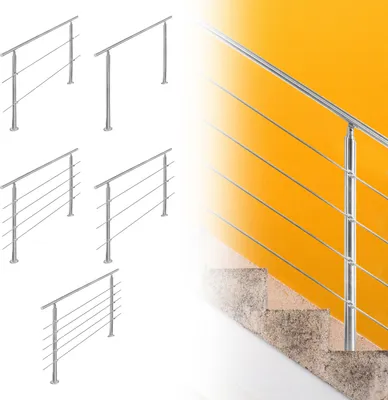 Obrázok produktu pre Zábradlie Schodiskové zábradlie Nerezové zábradlie 120 cm s 2 stĺpikmi a 0 priečkami Pre vnútorné a vonkajšie schodisko Balkónové zábradlie Schody
