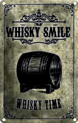 Produktbild von vianmo Blechschild 30x20 cm Alkohol Whisky Smile Whisky Time