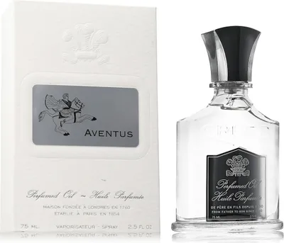 A box and bottle of Creed Aventus perfume are displayed side-by-side on a white background.