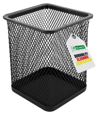 Immagine prodotto di Portapenne metallico, contenitore quadrato per penne in filo di metallo - tazza multifunzionale per penne a sfera, colore nero