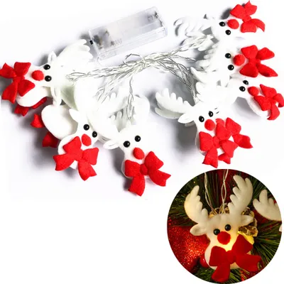 Produktbild von 1.5M Warmweiß Weihnachten Deko Kurz Plüsch LED Lichterkette, Batteriebetrieben Lichterketten Innen Weihnachtsdekoration Weihnachtsbeleuchtung für Weihnachtsbaum Party, Elch