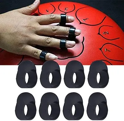 Produktbild von 10-teiliges Zubehörset für Tongue Drum mit Silikon-Fingerhüllen, Fingerspitzenschutz und Nummernaufklebern