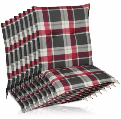 Productafbeelding van Beautissu 8-delige set Sunny rugleuningkussens, afmetingen 100x50 cm, in bordeauxrood met ruitpatroon