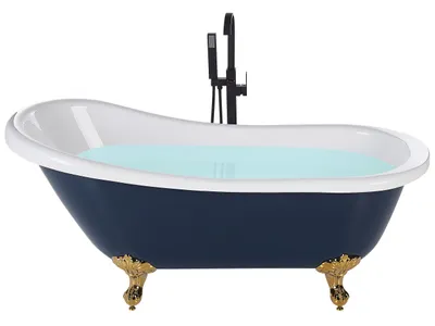 Obrázek produktu pro BELIANI Volně stojící vana modrá a zlatá sanitární akrylát 170 x 80 cm tradiční retro design