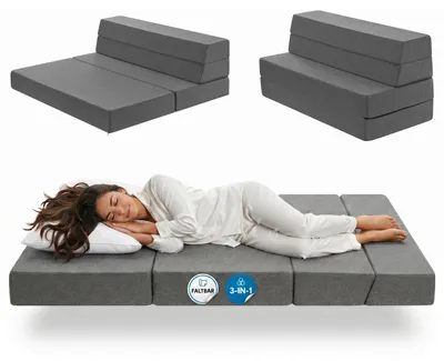 Produktbild von Arensberger Klappmatratze 90x200 cm, 15 cm hoch – Gästebett klappbar, Faltmatratze & Campingmatratze, Klappsofa,  100, Bezug abnehmbar
