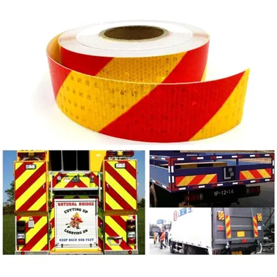 Immagine prodotto di Foglio riflettente Foglio riflettente Nastro riflettente Autoadesivo Cartello di avvertimento Giallo Rosso 10Мx5CM