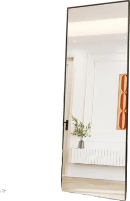 Zdjęcie produktu dla Lustro pełnej sylwetki, nowoczesny design, wysokiej jakości odbicie, czarne, 177×77 cm