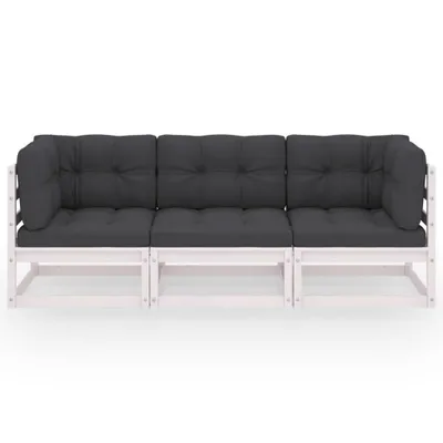 Produktbild von vidaXL 3-Sitzer-Gartensofa mit Kissen Kiefer Massivholz
