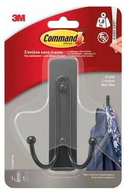 Immagine prodotto di Gancio riutilizzabile, COMMAND nero 1,8 kg