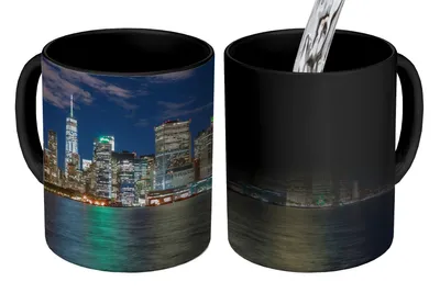Obrázek produktu pro MuchoWow® Kouzelný pohár New York - Panorama - Hvězdná obloha 350 ml Barva měnící se pohár Dárkový nápad - foto hrnek