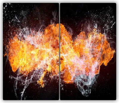 Produktbild von Tulup Glas-Herdabdeckplatte - 2x30x52cm - Glaskeramikkochfeld-Abdeckung Spritzschutz Zweiteilig Feuer und Wasser