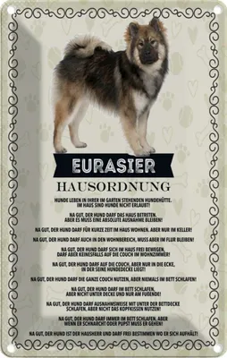 Produktbild von vianmo Blechschild 18x12 cm Tiere Eurasier Hausordnung Hunde Hund