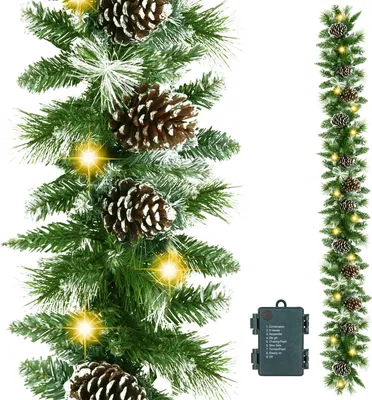 Image de Guirlande de Noël verte avec décorations, 270 cm