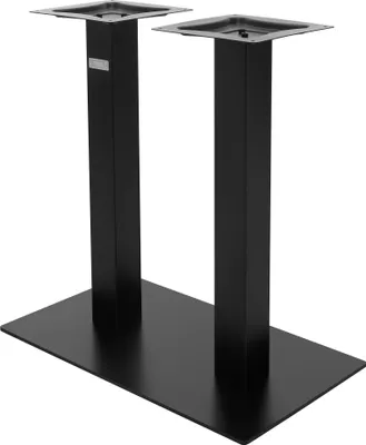 Zdjęcie produktu dla ML-Design podstawa stołu podwójna, czarna, wysokość 72cm, metal (stal) malowany proszkowo, kolumna podwójna, 70x43cm, płyta podstawy, podstawa stołu podwójna