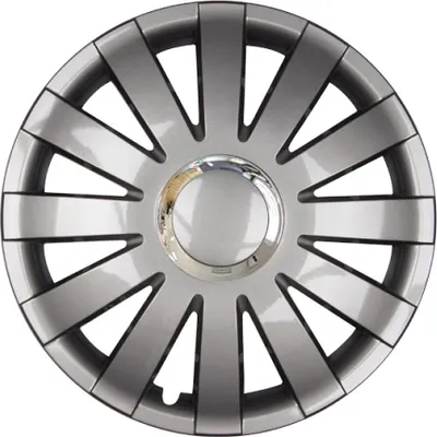 Immagine prodotto di 4x coprimozzo PREMIUM DESIGN copriruota "Onyx" 14 INCH grigio argento anello cromato