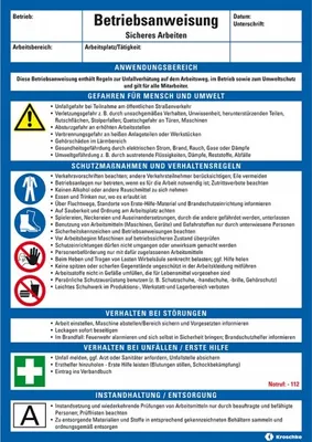 Produktbild von Dreifke® Maschinenbetriebsanweisung Sicheres Arbeiten, Kunststoff, 210x297mm,...