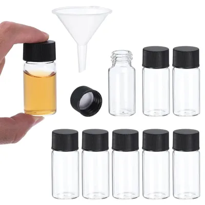 Obrázok produktu pre Solidchoice – 10 ml, priehľadné sklenené fľaštičky so skrutkovacím uzáverom – sada 8 kusov