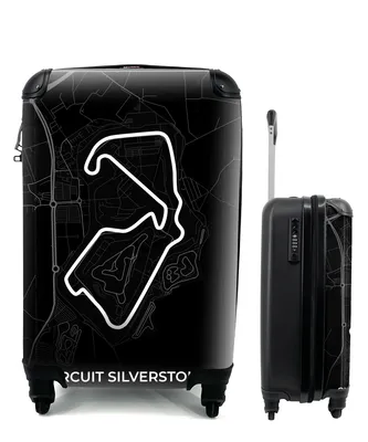 Produktbild von MuchoWow® Koffer Handgepäck Trolley Rollkoffer Kleine Reisekoffer mit 4 Rollen - Rennsport - England - Rennstrecke - Silverstone - Schwarz - Cabin Size < 55x40x23 cm & 55x40x20 cm - Fotokoffer - Kabinenkoffer - Boardgepäck - Reise-Box - Reisekoffer - Reisegepäck - Koffer mit Bild - Trolley für Kinder