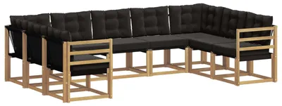 Produktbild von vidaXL Outdoor-Sofagarnitur mit Kissen 9 pcs Weiß und Schwarz