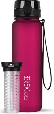 Produktbild von uberBottle softTouch Trinkflasche mit Fruchtbehälter 1000ml / Lavish Plum/ 720DGREE