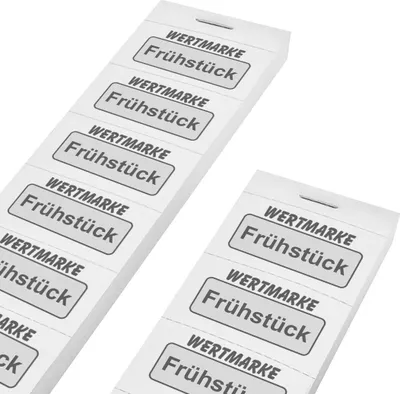 Produktbild von CombiCraft Wertmarken Block 'Frühstück' auf 10er Streifen, weißes Papier - 1000 Abrisse
