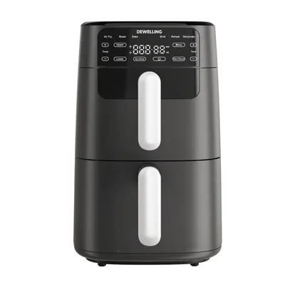 Produktbild von XXL 10L Dual-Korb Air Fryer mit 2700W Leistung & 360° Heißluftzirkulation – Platzsparendes Design, 6 Programme & Knusprige Ergebnisse mit Wenig Öl