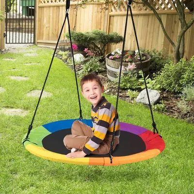 Immagine prodotto di Altalena a nido, altalena da giardino, altalena da esterno per bambini fino a 150 kg, colorata/verde