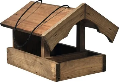 Produktbild von Vogelfutterhaus mit Futter-Veranda inkl. Kordel 25,5x26,5x22 cm lasiert