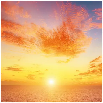 Produktbild von Wallario Memoboard Magnettafel aus Glas, Größe 50 x 50 cm, Motiv Sonnenuntergang über dem Meer - rote Wolken und blauer Himmel