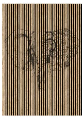 Produktbild von Akustikpaneele mit Digitaldruck Elefant03 19 x 1693 x 2400 mm Elefant Zeichnung MDF PET-Fasern Wandpaneele Braun Schwarz 3 Einzelplatten
