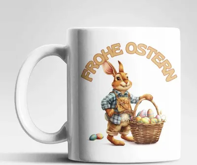 Produktbild von Ostern Hase Ostereier Kaffeetasse Teetasse Tasse Geschenkidee 325 ml – Hase-01