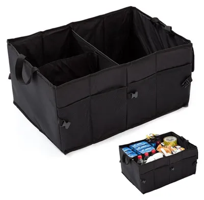 Image de Organisateur de siège arrière pour voiture, pliable, avec des compartiments en filet et des sections modulables