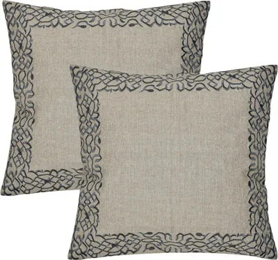 Productafbeelding van Marrakesch, set van 2 kussenhoezen, kussenmaat 40x40 cm | Zachte kussens van katoen, geborduurd, ideaal als woonaccessoire in de woonkamer, op fauteuil en bank | Decoratieve kussens in de kleur Frisia grijs, geschikt als stoelkussens in de eetkamer