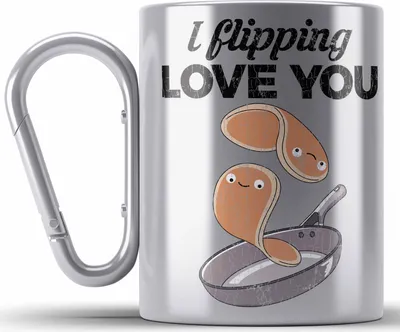 Produktbild von Trendation - Edelstahl Tasse Karabiner Valentinstag Geschenk Für Sie Ihn Liebe Spruch Geschenkidee (Silber)