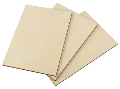 Productafbeelding van 3 Stuks Grass Wood Panels 297 x 420mm - Onbehandelde Houten Planken voor Creatief Werk