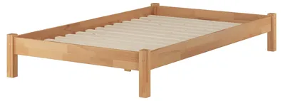 Produktbild von Futonbett Einzelbett natur 120x200 Bettrahmen Buche-Bettgestell massiv Zubehör wählbar V-60.84-12Rollrost inkl.