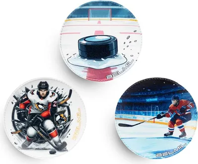 Produktbild von Belmil Patches mit Klettverschluss Set 3-teilig- kompatibel mit Schulranzen Maxi, Maxi Plus, Compact "I Love Hockey"
