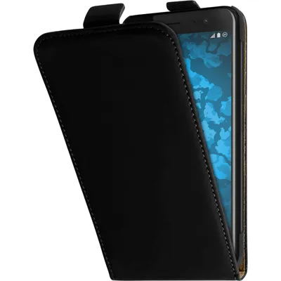 Produktbild von PhoneNatic Kunst-Lederhülle kompatibel mit HTC U11 - Flip-Case schwarz + 2 Schutzfolien